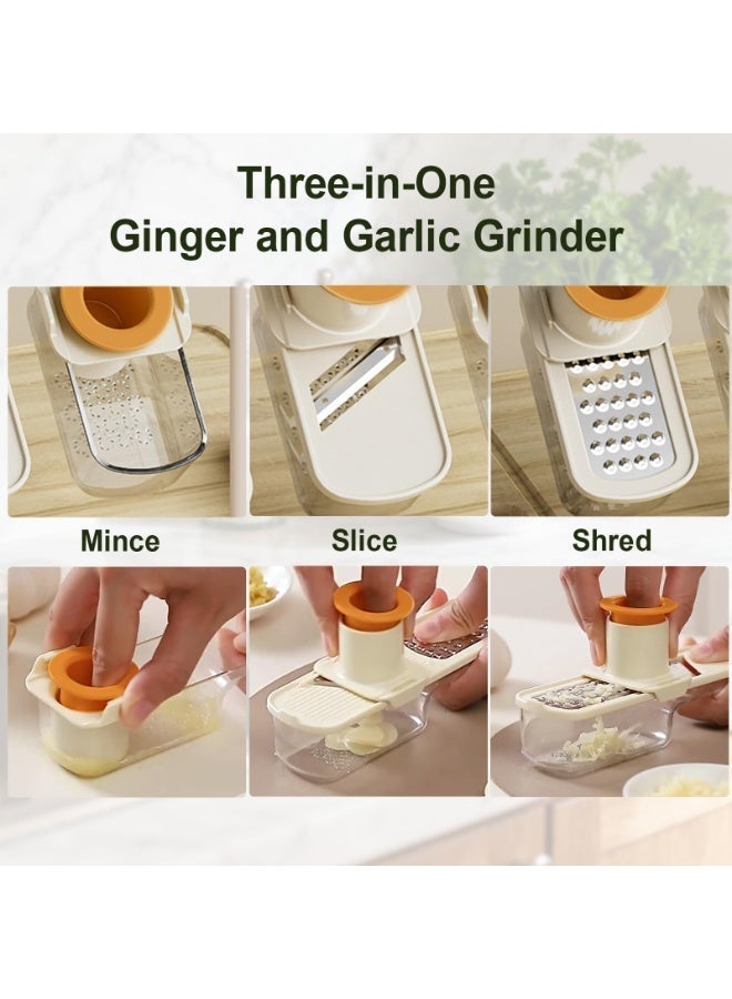 FDTY مقطعة ثوم صغيرة 3 في 1 - مطحنة زنجبيل ومقطعة خضار مع وعاء وواقي يد | أداة مطبخ متعددة الوظائف - Image 4